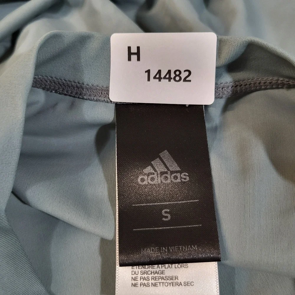 Adidas Men Shirt S Gray‎ Button Up Athletic Nylon, Spandex Logo Short Sleeve